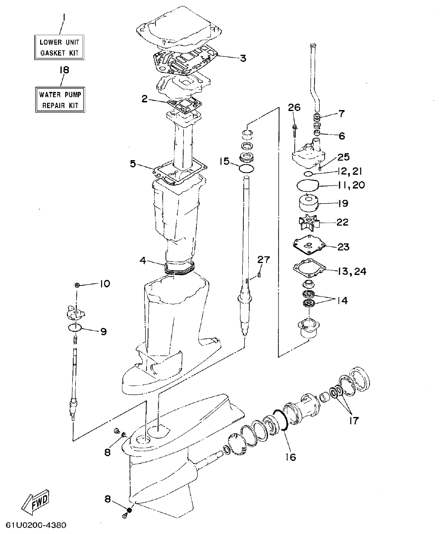 Yamaha E115A REPAIR KIT 2 parts diagram