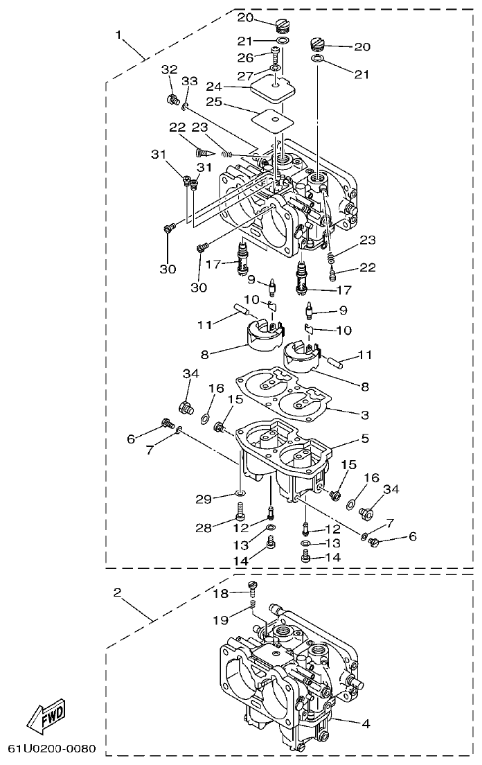Yamaha E115A CARBURETOR 1 parts diagram