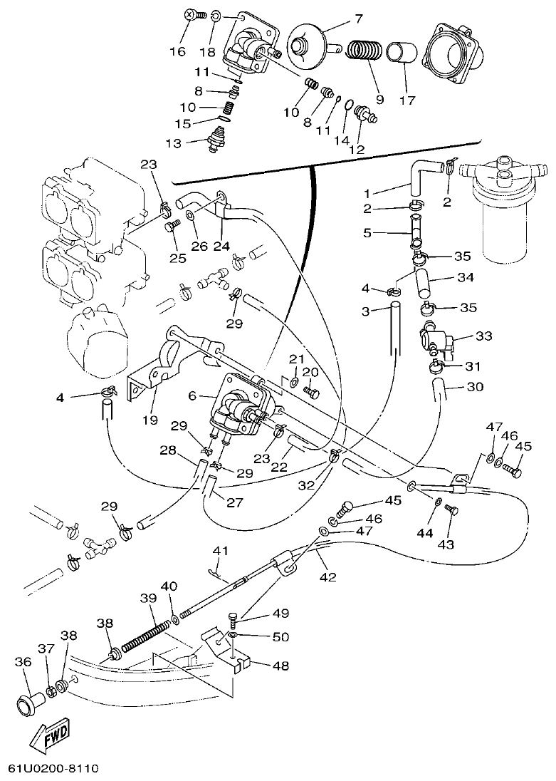 Yamaha E115A FUEL 2 parts diagram