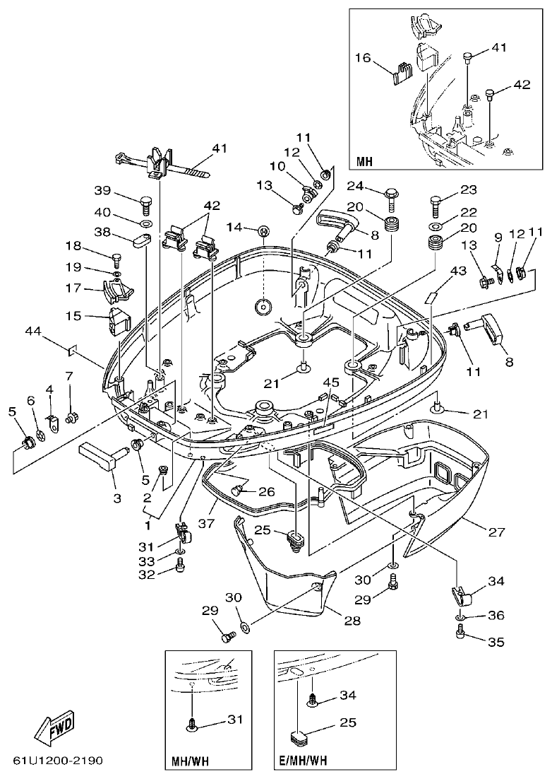 Yamaha E115A BOTTOM COWLING parts diagram