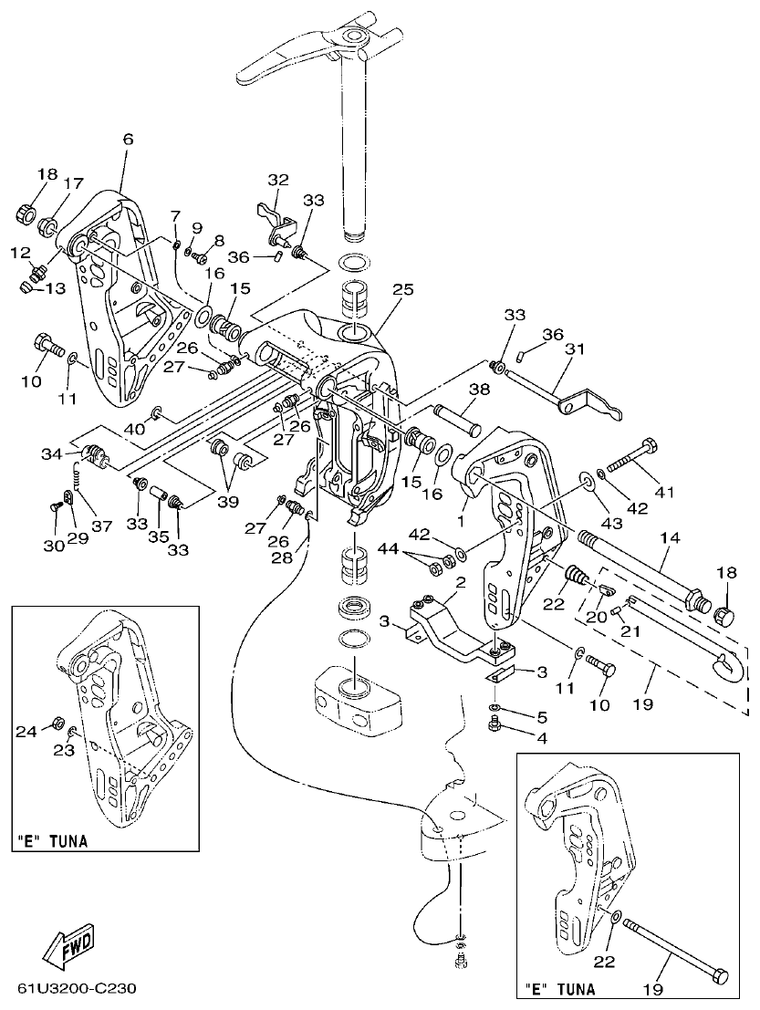 Yamaha E115A BRACKET 1 parts diagram
