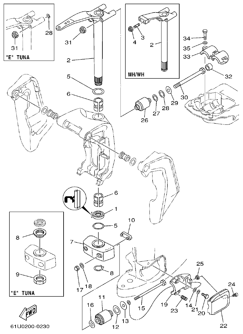 Yamaha E115A BRACKET 2 parts diagram