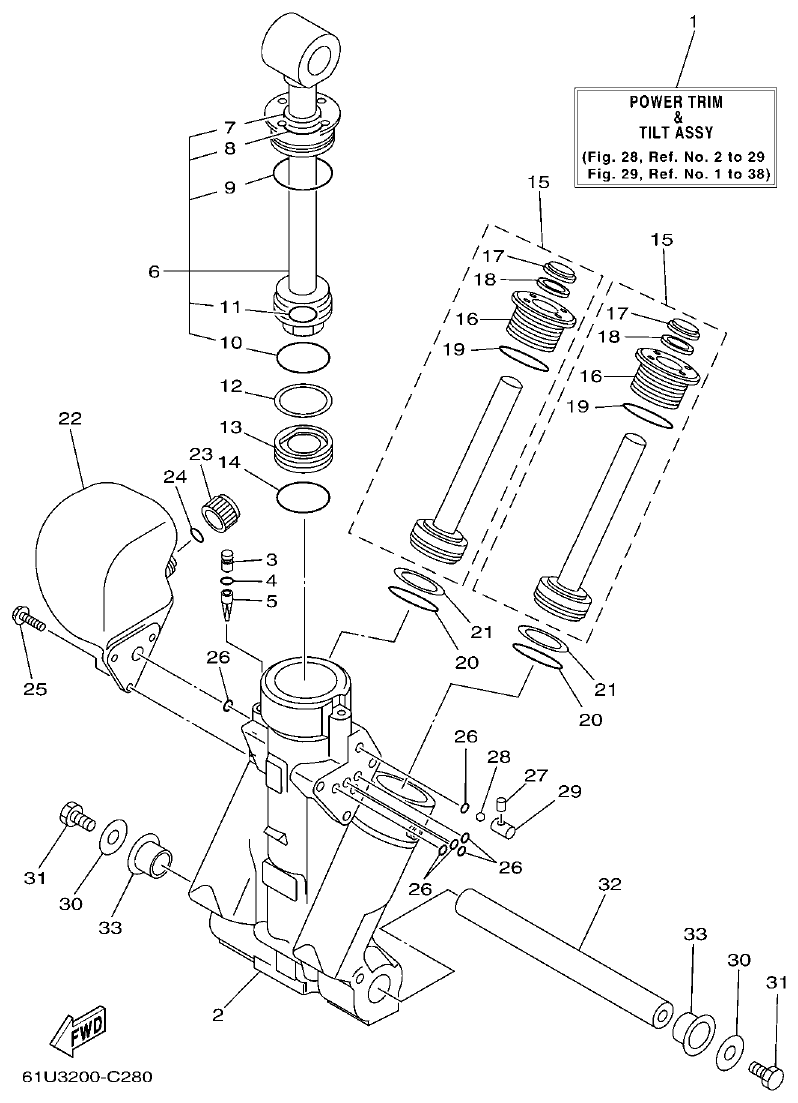 Yamaha E115A POWER TRIM & TILT ASSY 1 parts diagram