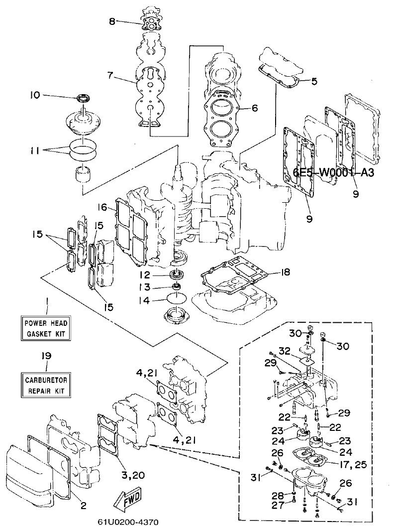 Yamaha E115A REPAIR KIT 1 parts diagram