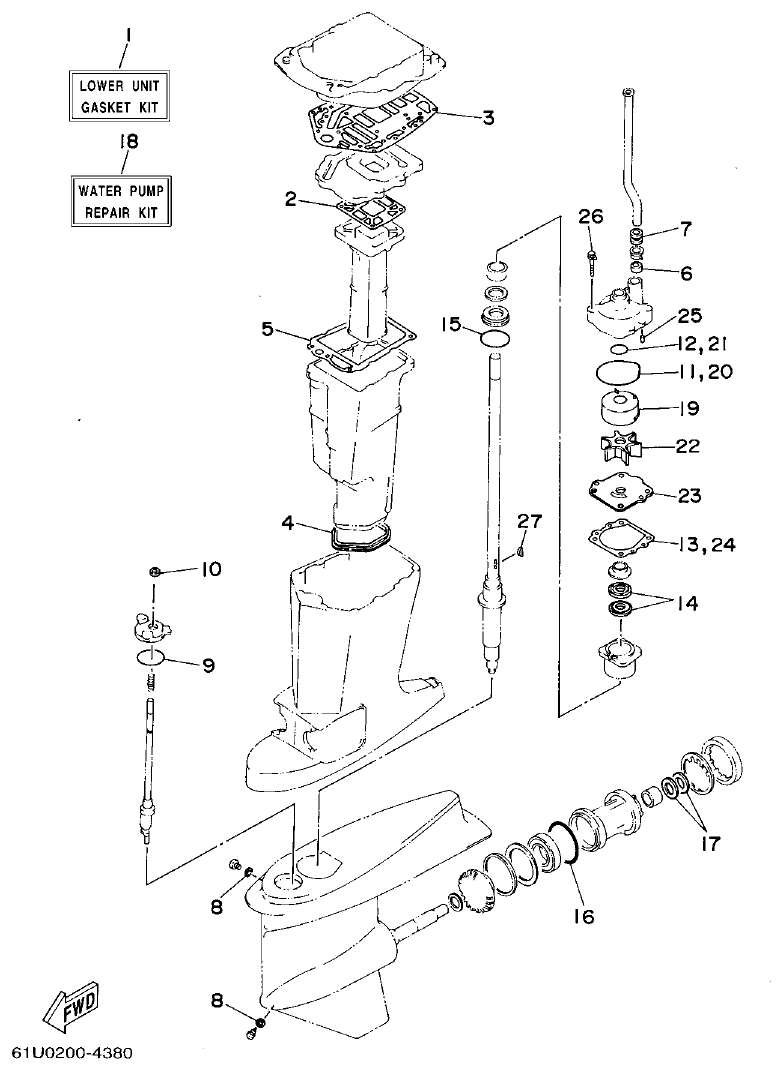 Yamaha E115A REPAIR KIT 2 parts diagram