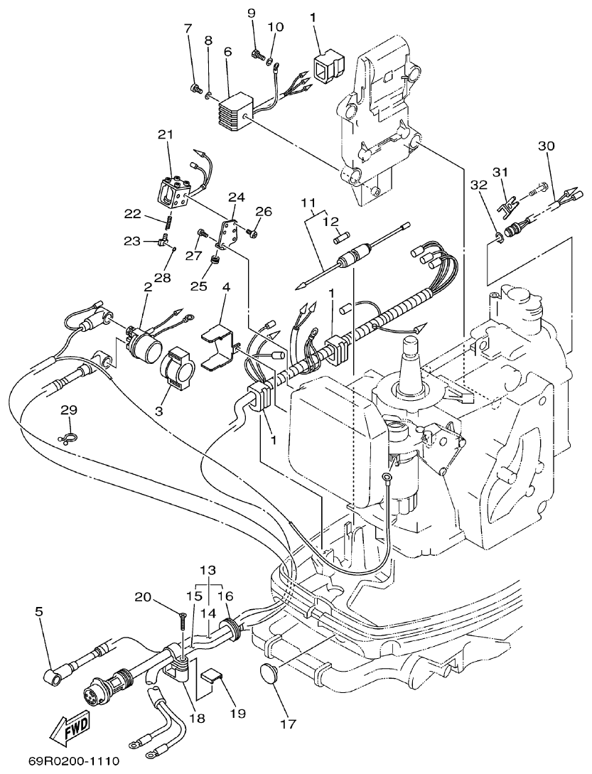 Yamaha E25B, E30H ELECTRICAL 3 parts diagram