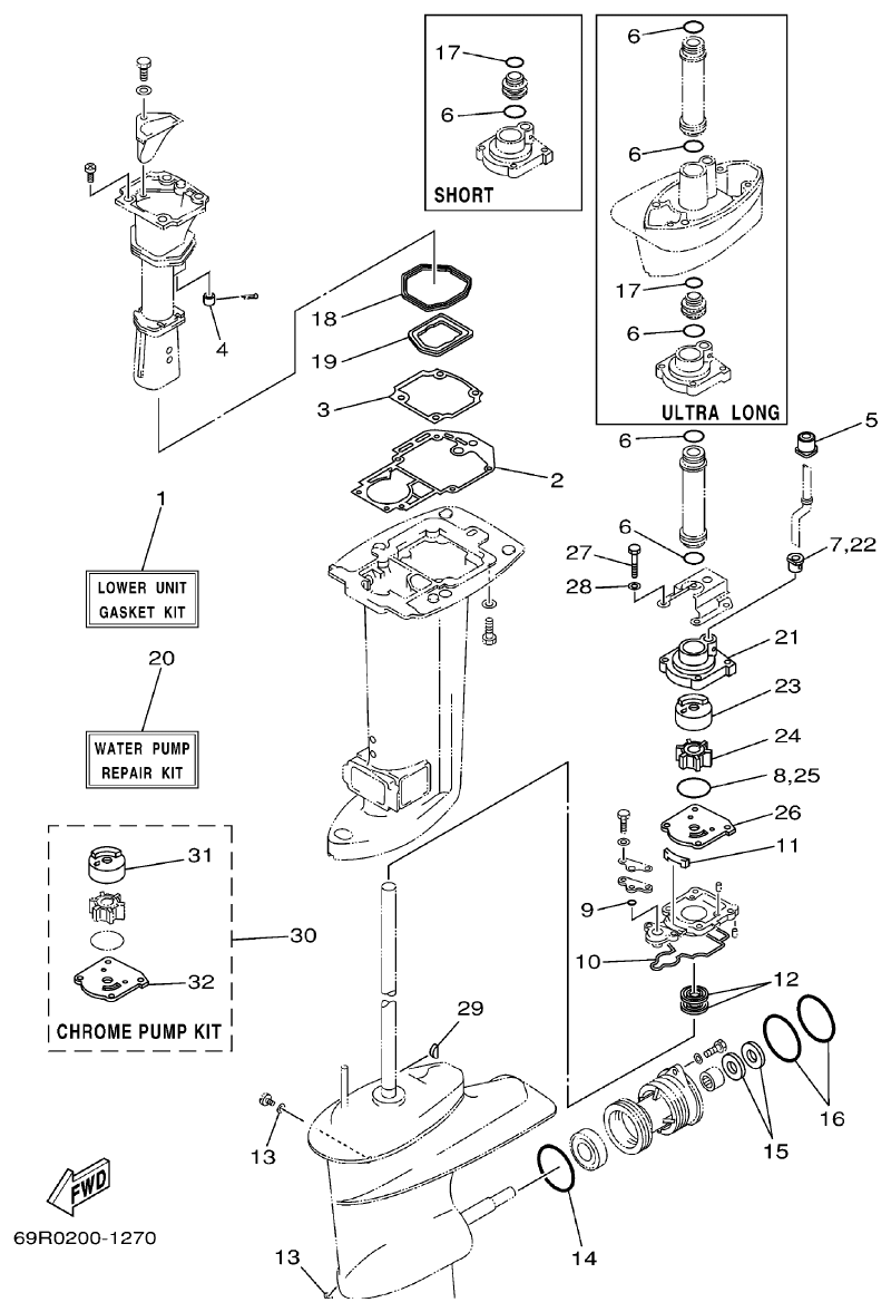 Yamaha E25B, E30H REPAIR KIT 2 parts diagram