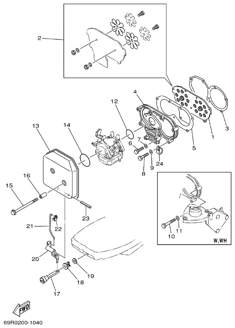 Yamaha E25B, E30H INTAKE parts diagram