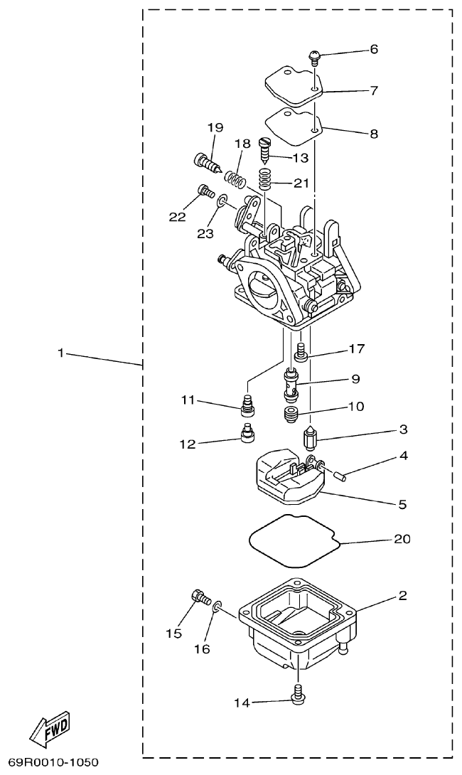 Yamaha E25B, E30H CARBURETOR parts diagram