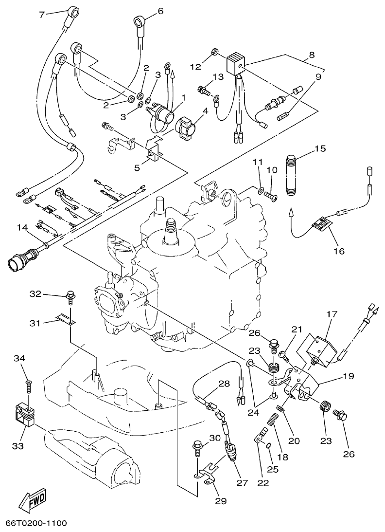 Yamaha 40XMH ELECTRICAL 2 parts diagram