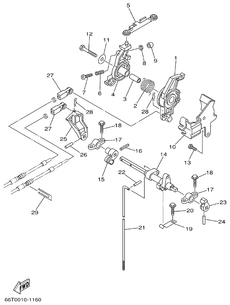 Yamaha 40XMH CONTROL parts diagram