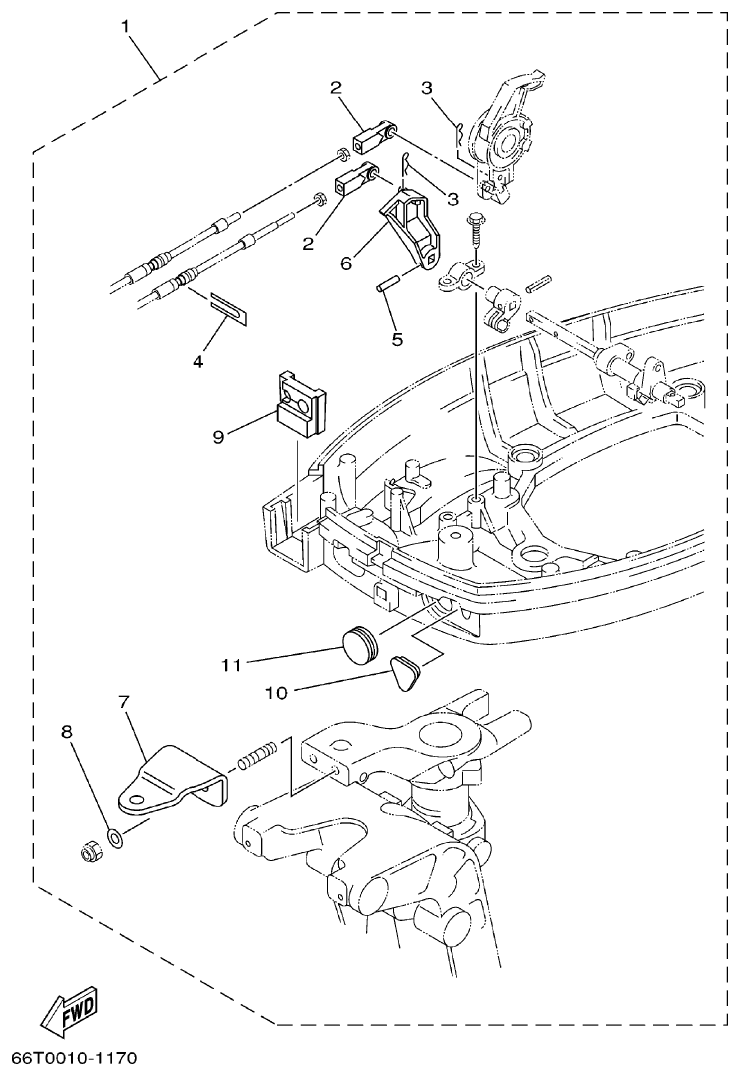 Yamaha 40XMH REMO–CON ATTACHMENT parts diagram