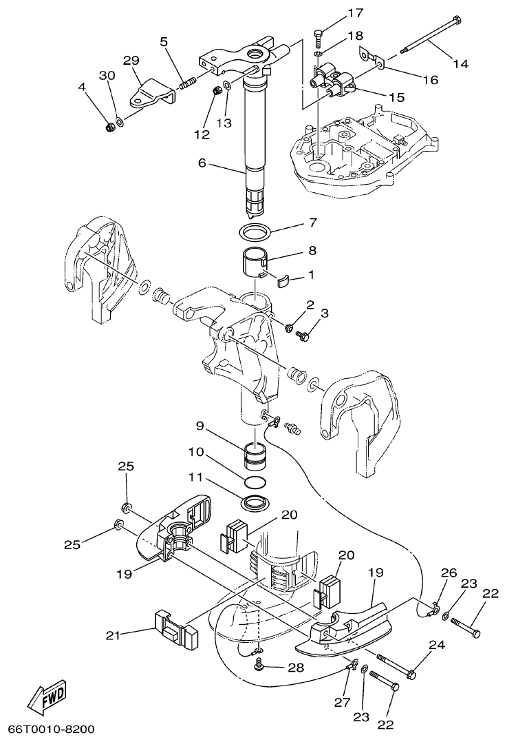 Yamaha 40XMH BRACKET 3 parts diagram