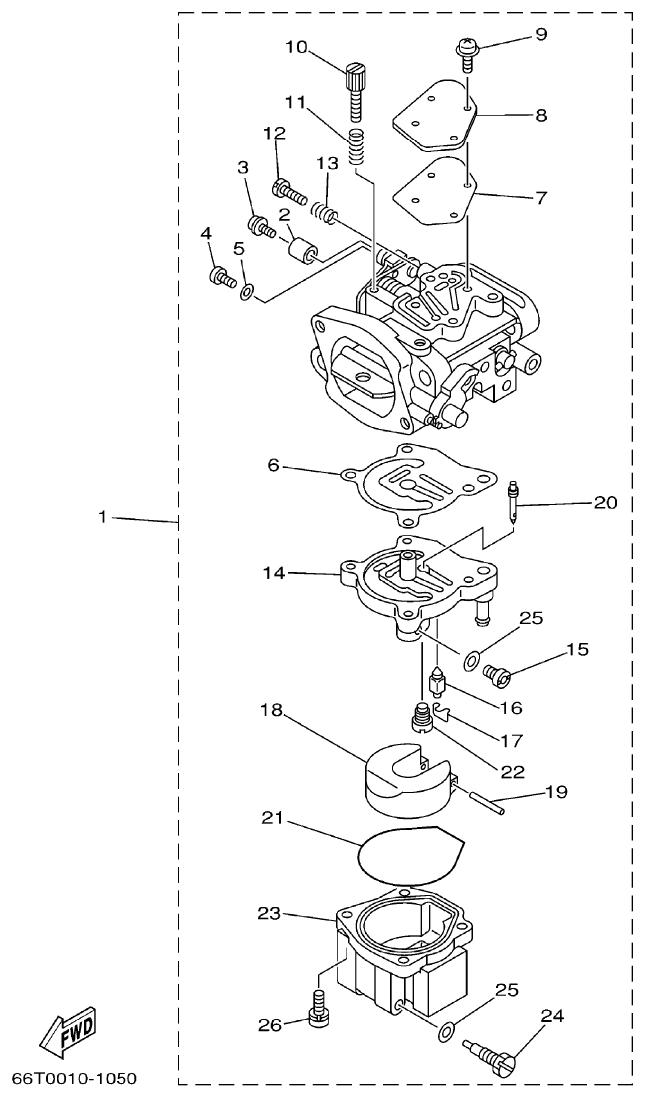 Yamaha 40XMH CARBURETOR parts diagram