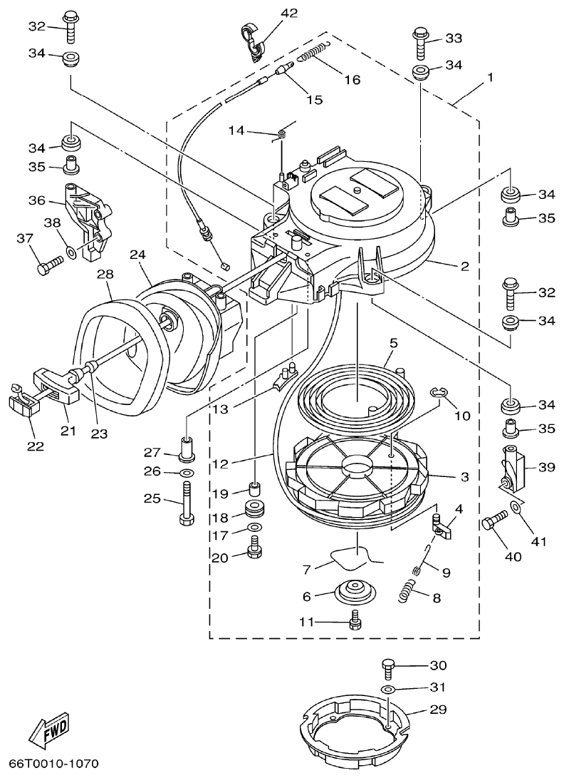 Yamaha 40XMH STARTER parts diagram