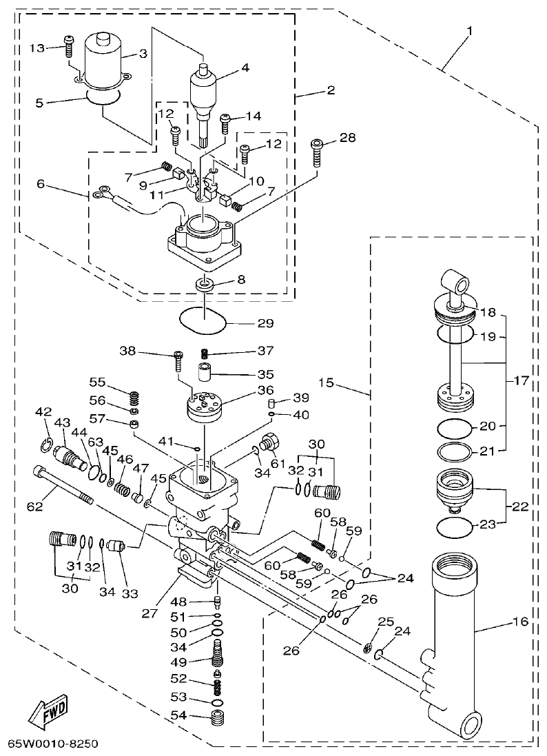 Yamaha E40XMH POWER TRIM & TILT ASSY parts diagram