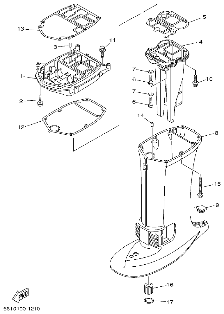 Yamaha E40XMH UPPER CASING parts diagram