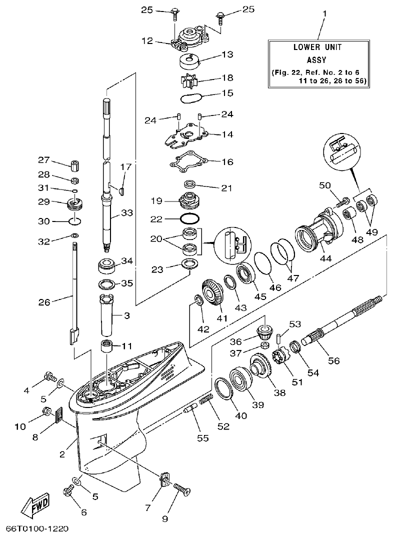Yamaha E40XMH LOWER CASING. DRIVE 1 parts diagram