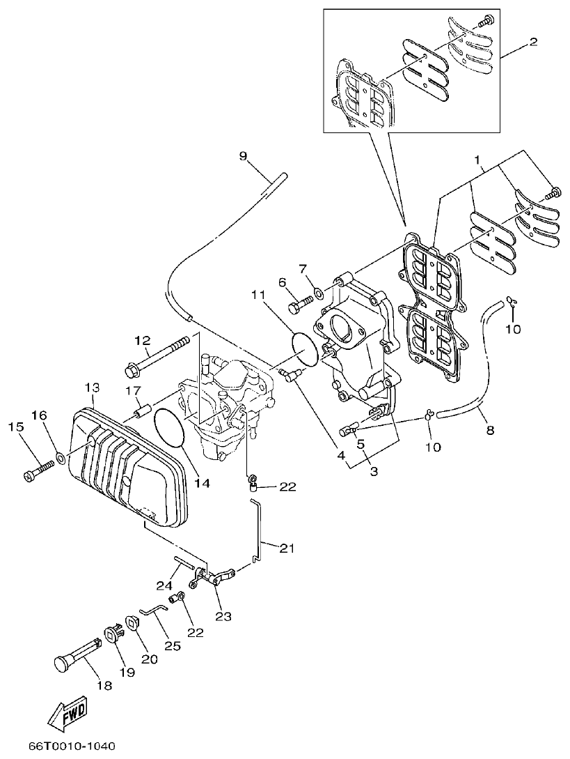 Yamaha E40XMH INTAKE parts diagram