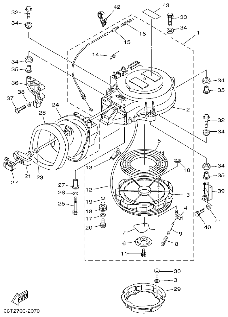 Yamaha E40XMH STARTER parts diagram