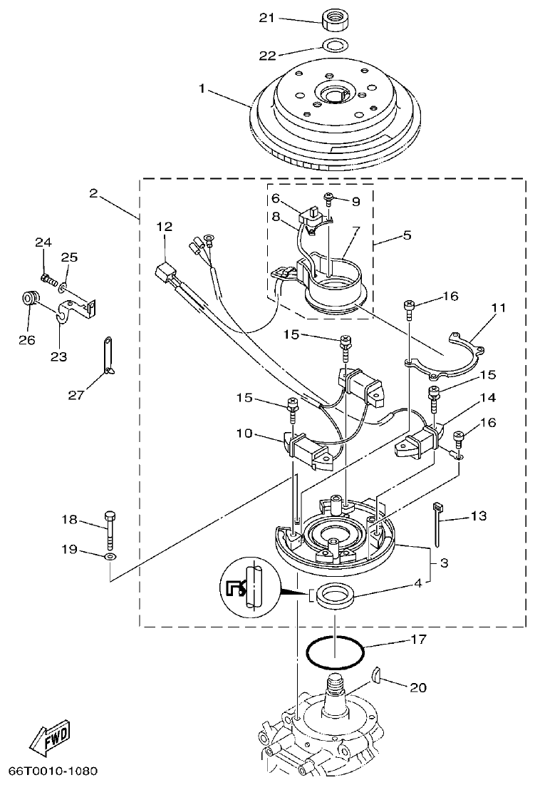 Yamaha E40XMH GENERATOR parts diagram