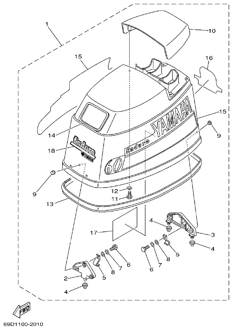 Yamaha E60HMHD TOP COWLING parts diagram