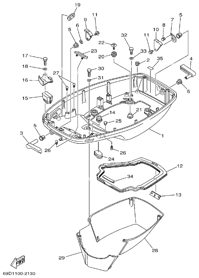 Yamaha E60HMHD BOTTOM COWLING parts diagram