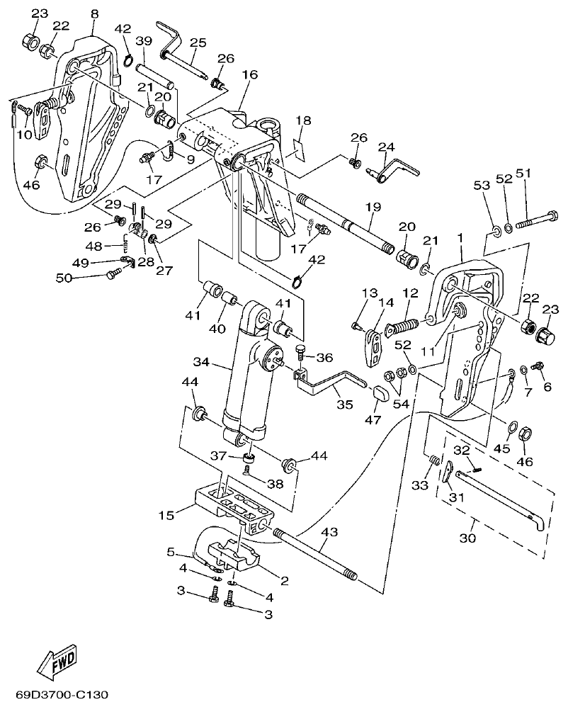 Yamaha E60HMHD BRACKET 1 parts diagram