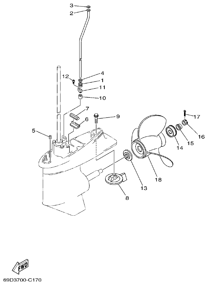Yamaha E60HMHD LOWER CASING & DRIVE 2 parts diagram