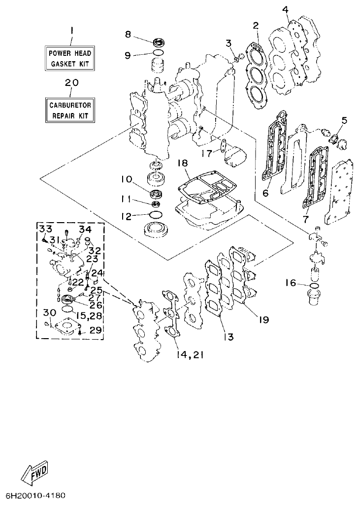 Yamaha E60HMHD REPAIR KIT 1 parts diagram