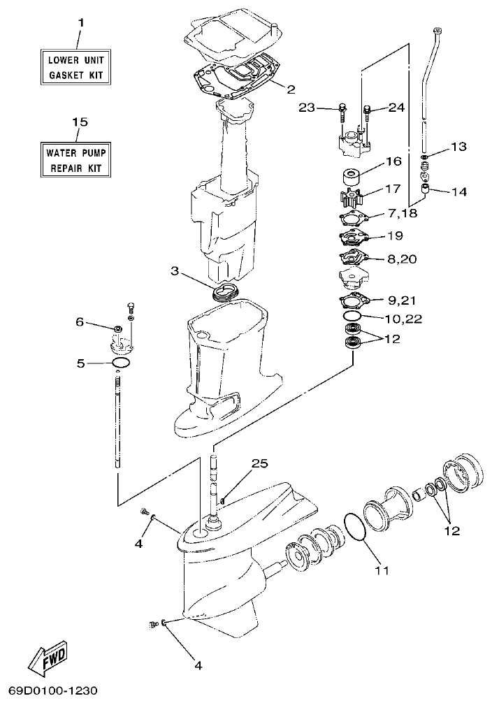 Yamaha E60HMHD REPAIR KIT 2 parts diagram