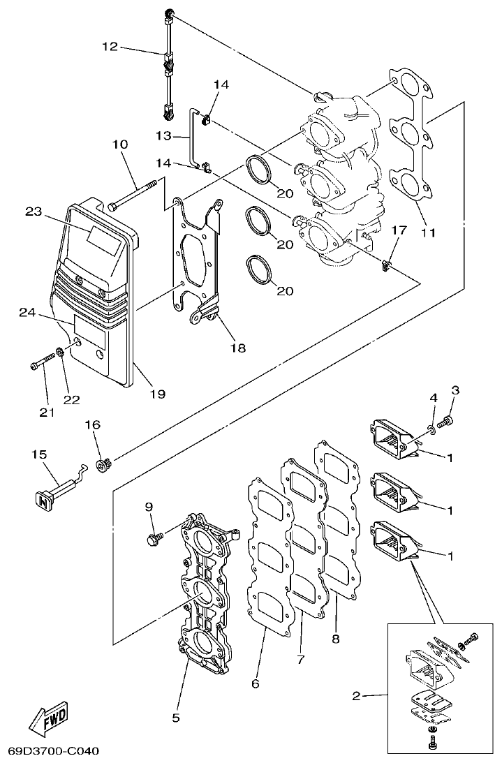 Yamaha E60HMHD INTAKE parts diagram