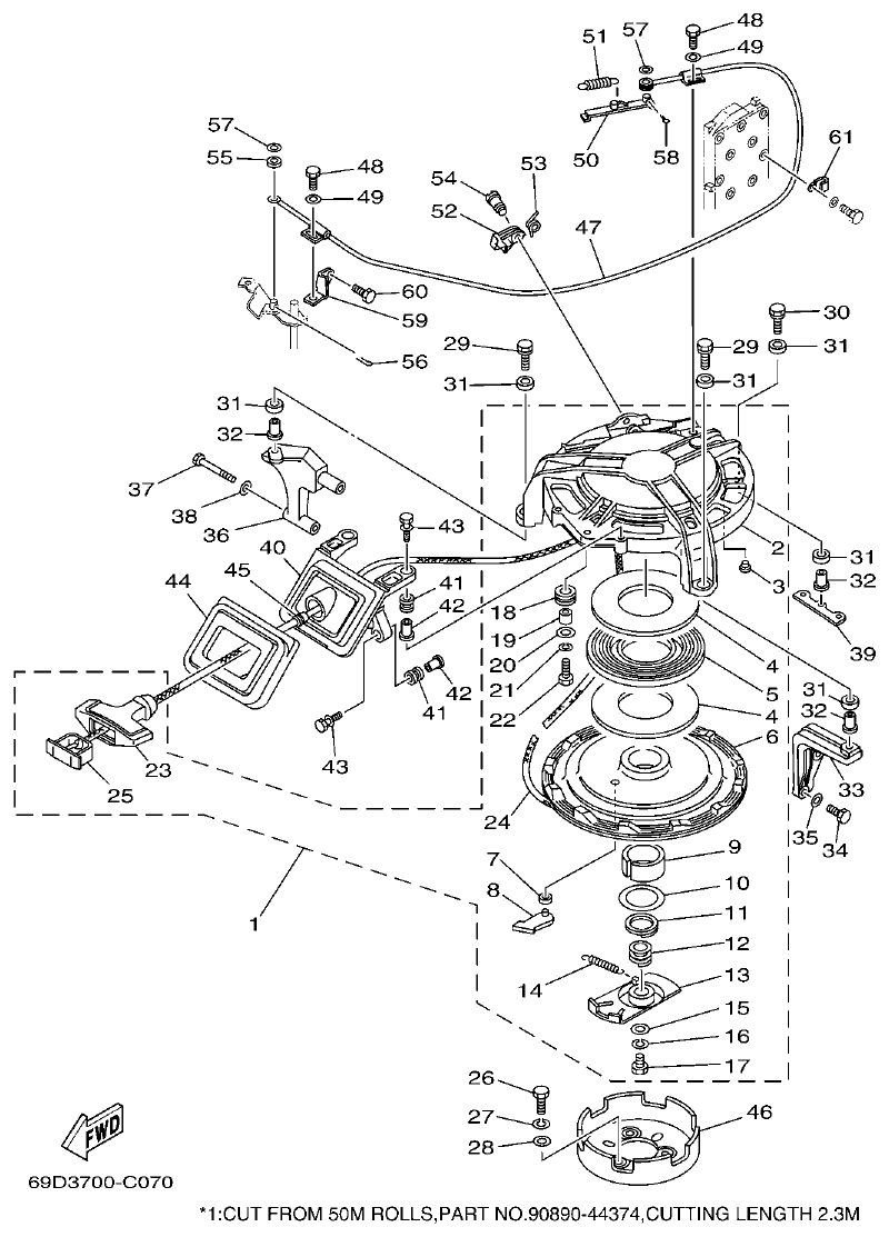 Yamaha E60HMHD STARTER parts diagram