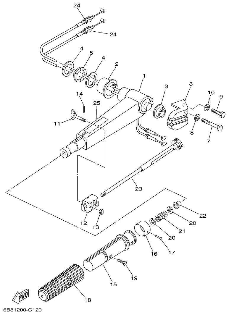 Yamaha 9DMH, EK15DMH, 9JMH, EK15PMH STEERING parts diagram