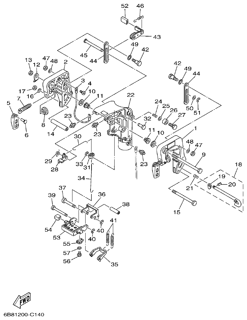 Yamaha 9DMH, EK15DMH, 9JMH, EK15PMH BRACKET 1 parts diagram