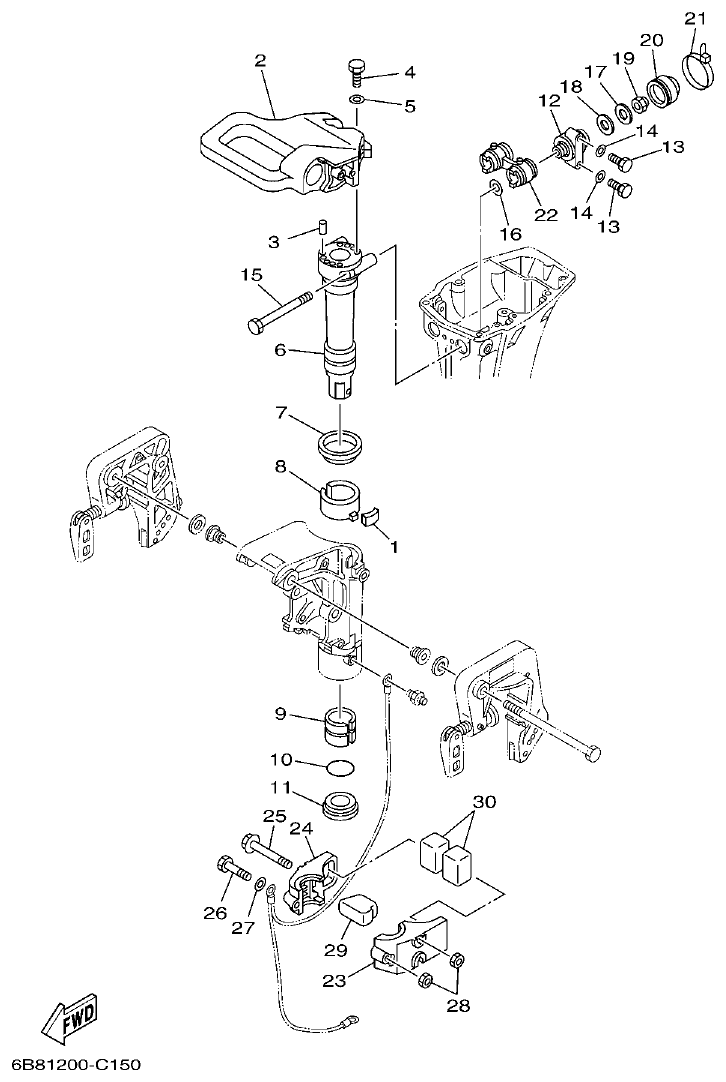 Yamaha 9DMH, EK15DMH, 9JMH, EK15PMH BRACKET 2 parts diagram