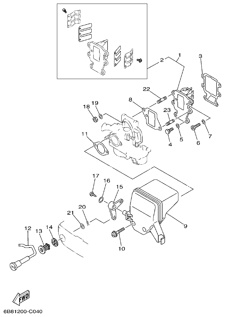 Yamaha 9DMH, EK15DMH, 9JMH, EK15PMH INTAKE parts diagram