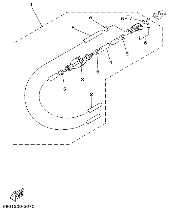 Yamaha 9DMH, EK15DMH, 9JMH, EK15PMH FUEL 2 parts diagram