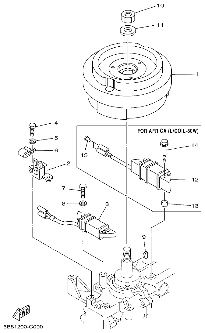 Yamaha 9DMH, EK15DMH, 9JMH, EK15PMH GENERATOR parts diagram