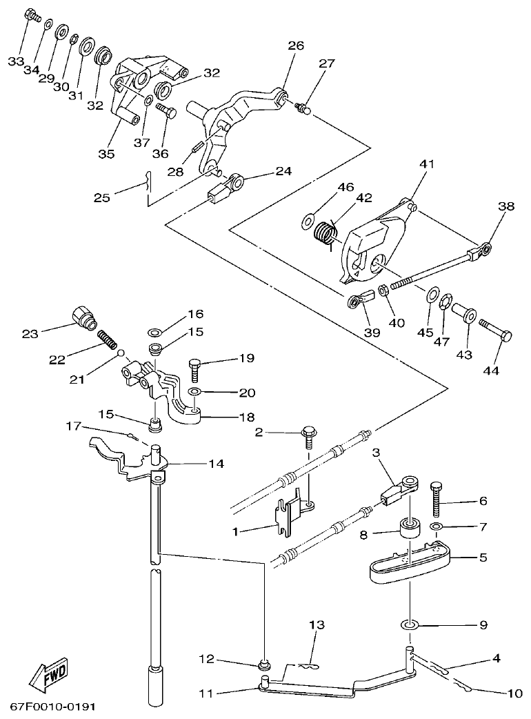 Yamaha F80A, F100A, F80AET, F100AET CONTROL parts diagram
