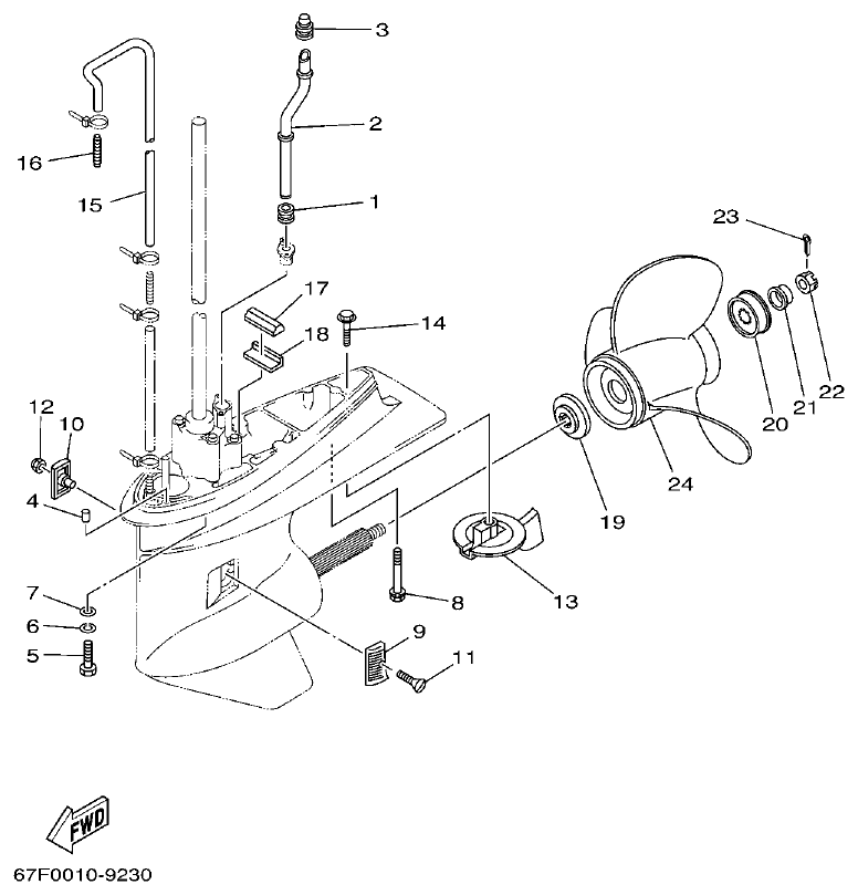 Yamaha F80A, F100A, F80AET, F100AET LOWER CASING & DRIVE 2 parts diagram