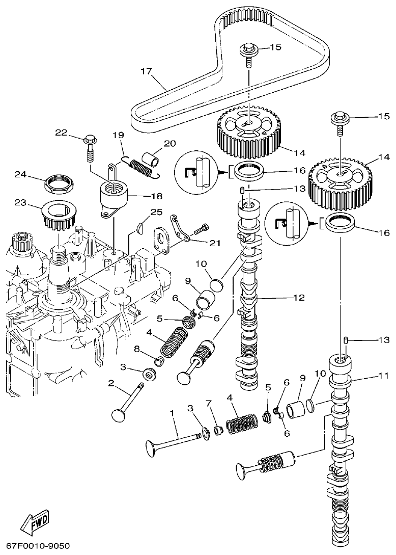Yamaha F80A, F100A, F80AET, F100AET VALVE parts diagram