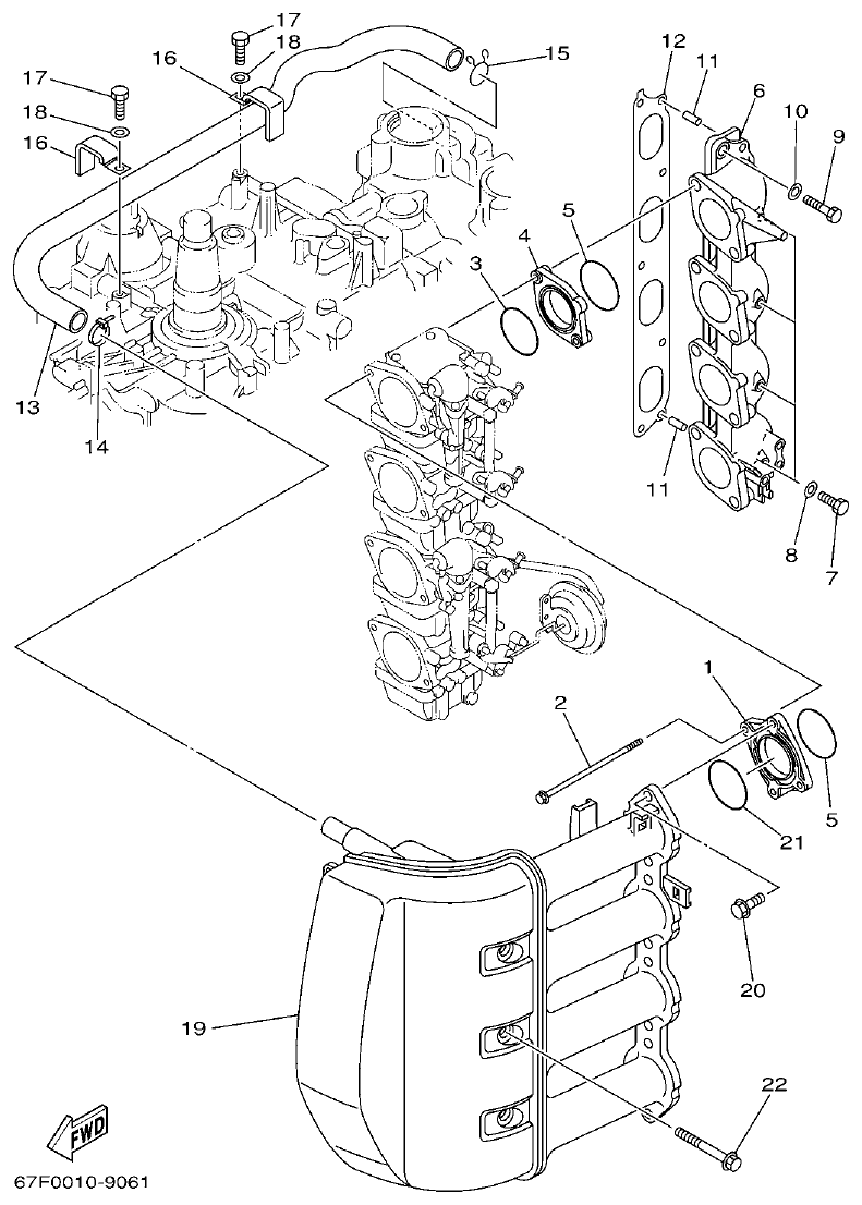 Yamaha F80A, F100A, F80AET, F100AET INTAKE parts diagram
