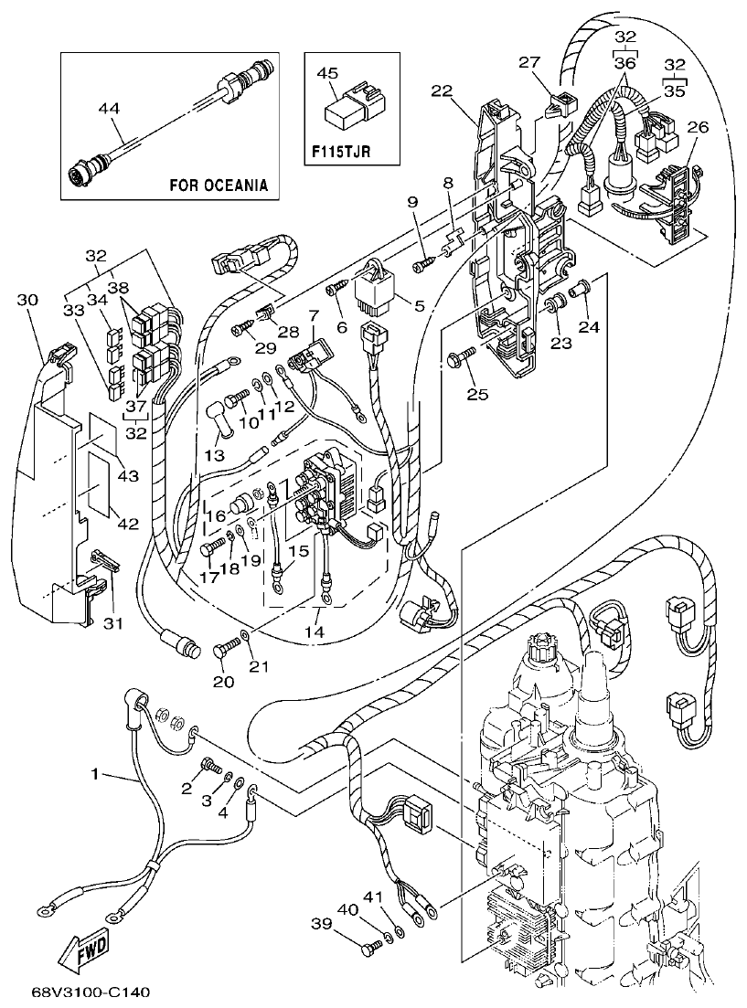 Yamaha F115AET, FL115AET, F115TRC, LF115TRC ELECTRICAL 2 parts diagram