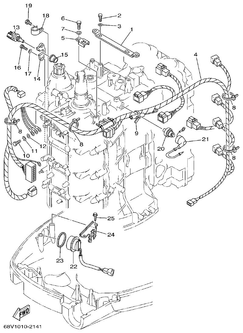 Yamaha F115AET, FL115AET, F115TRC, LF115TRC ELECTRICAL 3 parts diagram