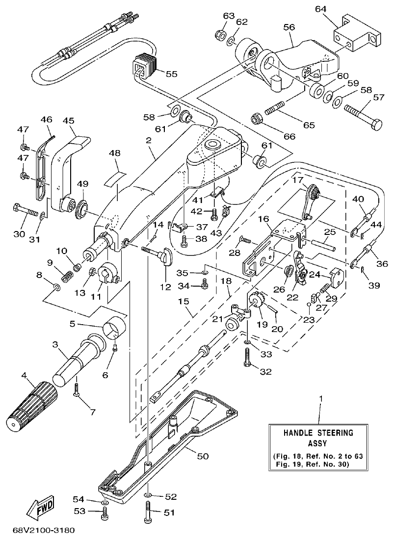 Yamaha F115AET, FL115AET, F115TRC, LF115TRC STEERING 1 parts diagram