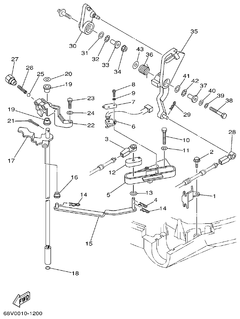 Yamaha F115AET, FL115AET, F115TRC, LF115TRC CONTROL parts diagram