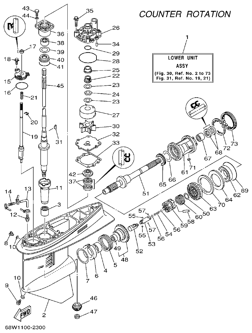 Yamaha F115AET, FL115AET, F115TRC, LF115TRC LOWER CASING. DRIVE 3 parts diagram