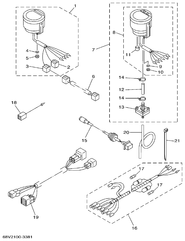Yamaha F115AET, FL115AET, F115TRC, LF115TRC METER 1 parts diagram