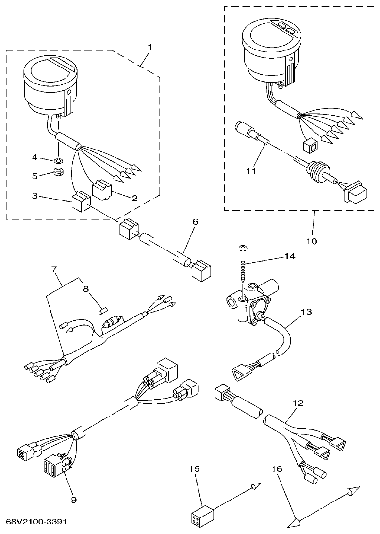 Yamaha F115AET, FL115AET, F115TRC, LF115TRC METER 2 parts diagram